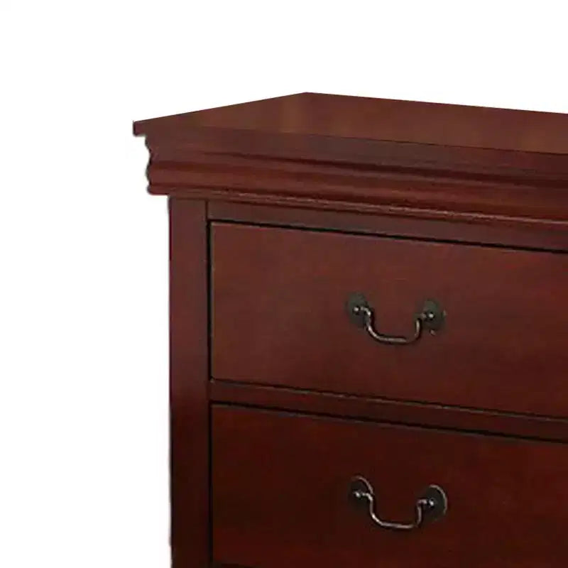 Cherry Brown Transitional 2-Drawer Wooden Nightstand, Single