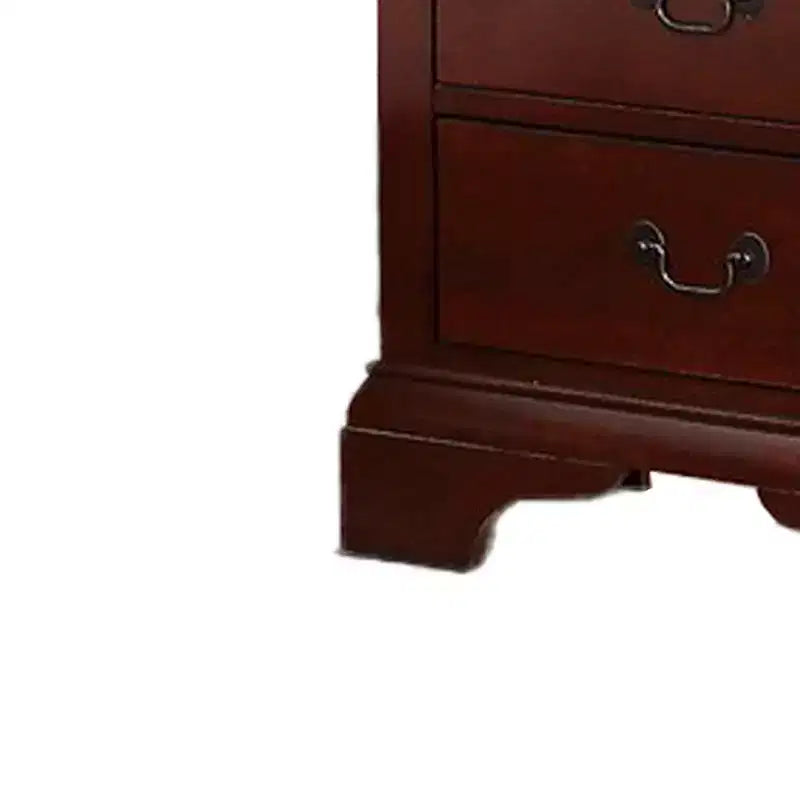 Cherry Brown Transitional 2-Drawer Wooden Nightstand, Single