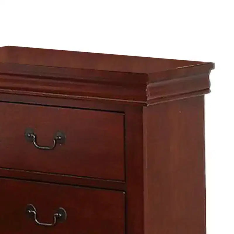 Cherry Brown Transitional 2-Drawer Wooden Nightstand, Single