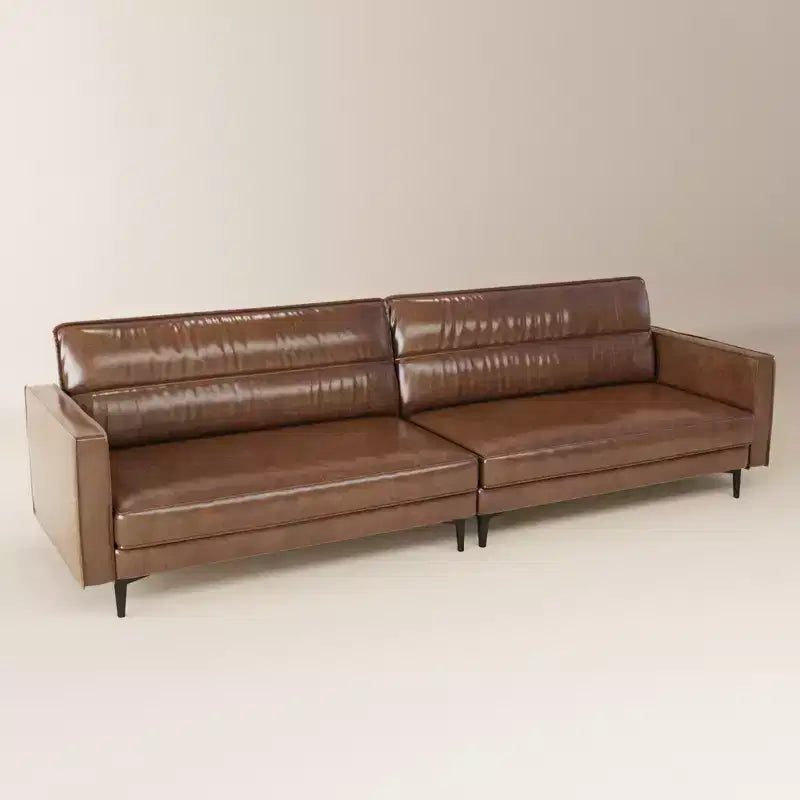 Luck Live Contemporary 86.61 inch Luxury Brown Oil Wax Leather Couch  High-End Vintage Sofa with Sturdy Frame and Cozy Feel Brown