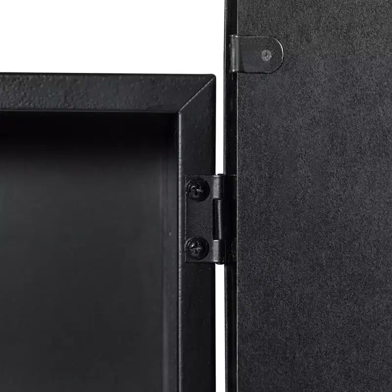 Black / Gold Scalloped Arched Wall Mirror Cabinet, 30x20 In, Single