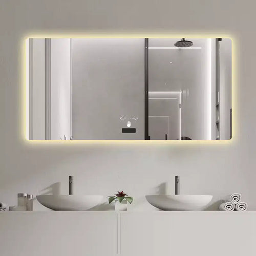 48" x 32" Frameless Rectangle LED Backlit Bathroom Vanity Mirror – Tri-Color Dimming, Wall Mount