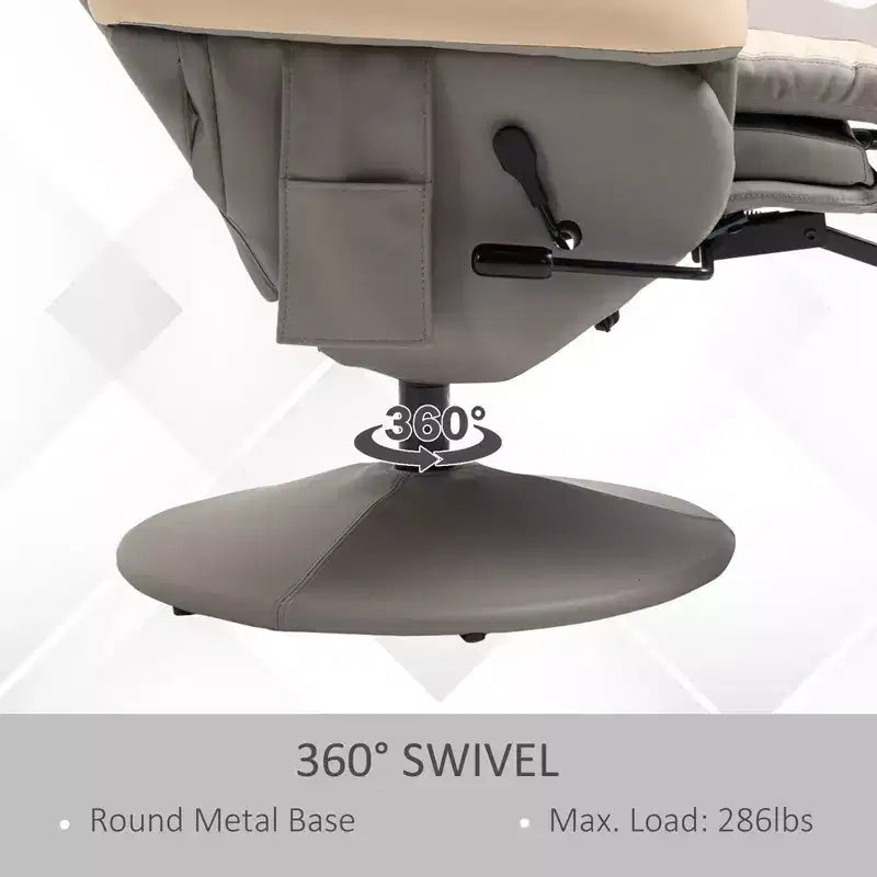 Grey Single-Seat Manual Swivel Recliner Chair with Cup Holder
