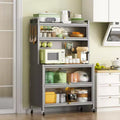 GDFStudio Vian 64 Modern 5-Tier Metal Kitchen Storage Cabinet with Wheels, Transparent Flip Doors and DIY Hole Board