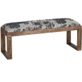 Crestview Collection 45 in. Navy Upholstered Accent Bench with Brown Solid Wood Frame