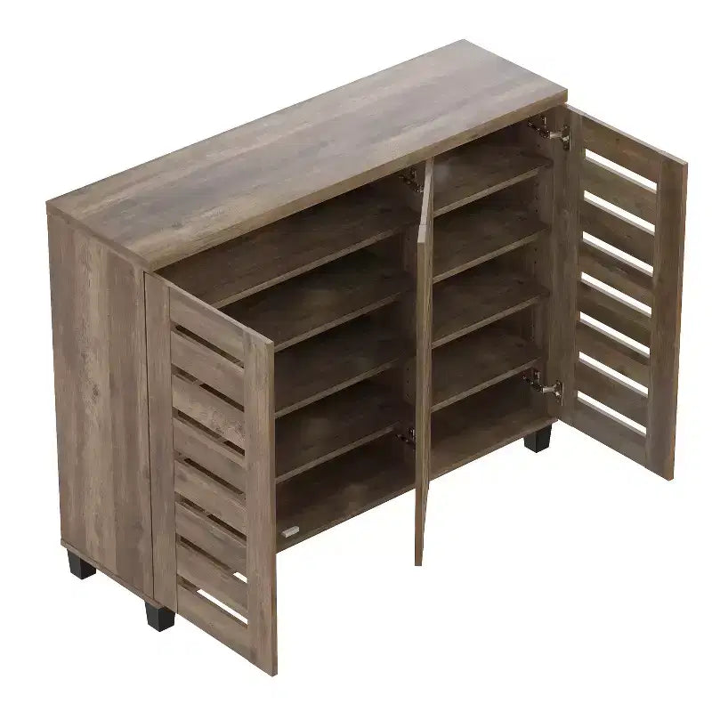 White 3-Door Shoe Storage Cabinet with Adjustable Shelves – Holds Up to 20 Pairs