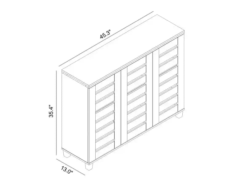 White 3-Door Shoe Storage Cabinet with Adjustable Shelves – Holds Up to 20 Pairs