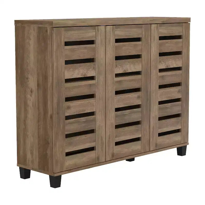 White 3-Door Shoe Storage Cabinet with Adjustable Shelves – Holds Up to 20 Pairs