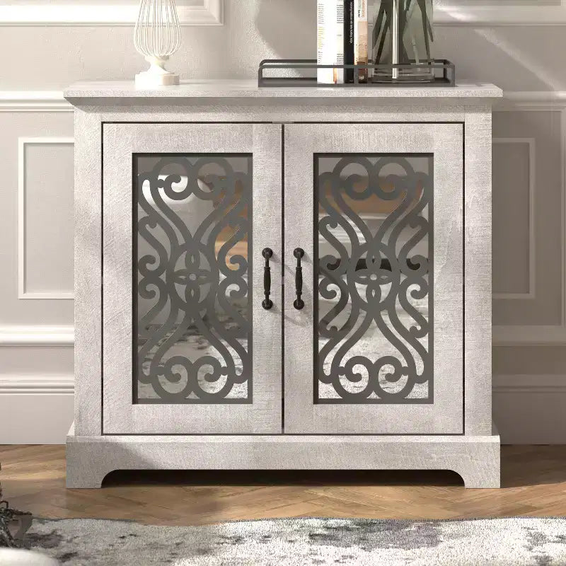Galano 2-Door Accent Cabinet with Decorative Cut-Out Doors 32.4 W  15.7 D  29.3 H