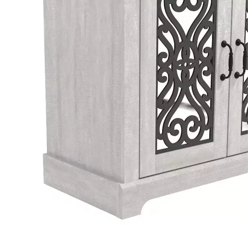 White 2-Door Cut-Out Accent Cabinet – 1 Person