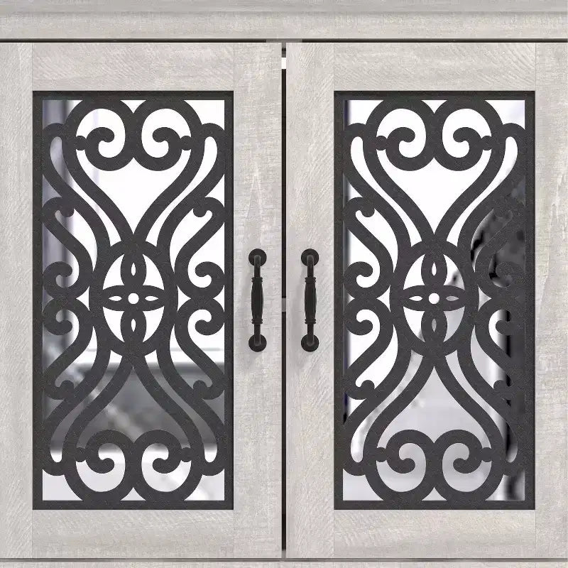White 2-Door Cut-Out Accent Cabinet – 1 Person