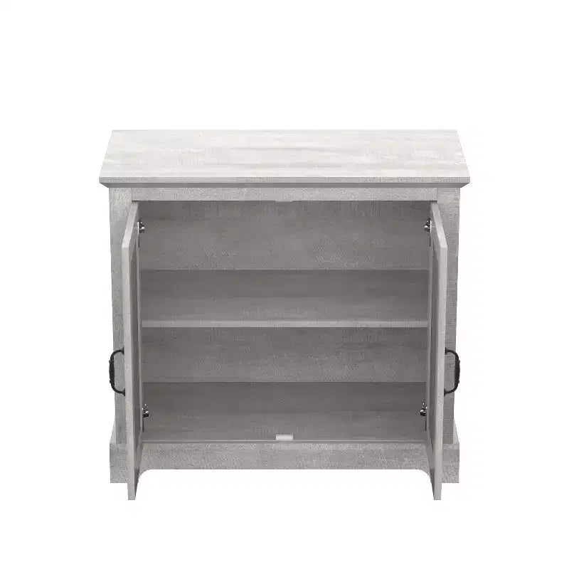 White 2-Door Cut-Out Accent Cabinet – 1 Person
