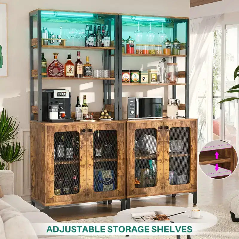 Beige / Black / Brown / Gray / White Bar Cabinet – Freestanding, 30-Bottle Storage, 1–2 Person Assembly