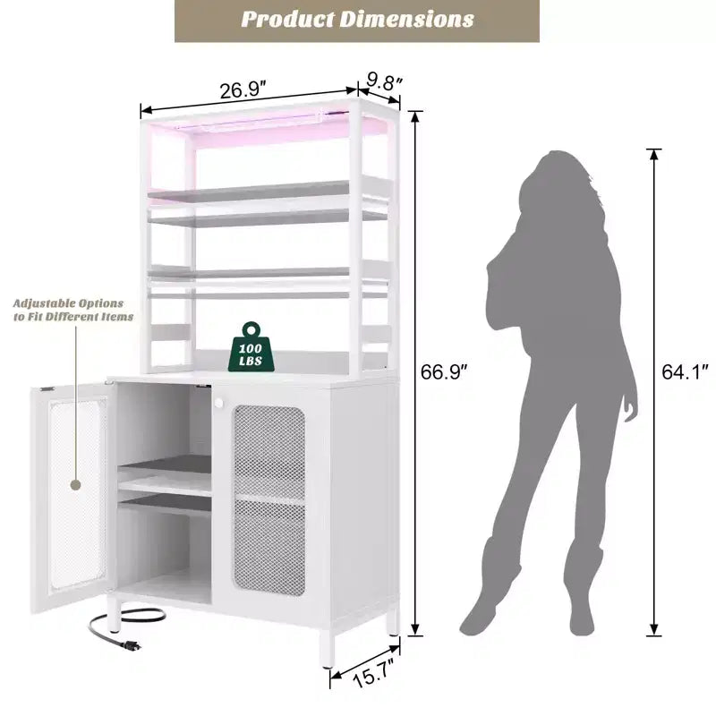 Beige / Black / Brown / Gray / White Bar Cabinet – Freestanding, 30-Bottle Storage, 1–2 Person Assembly