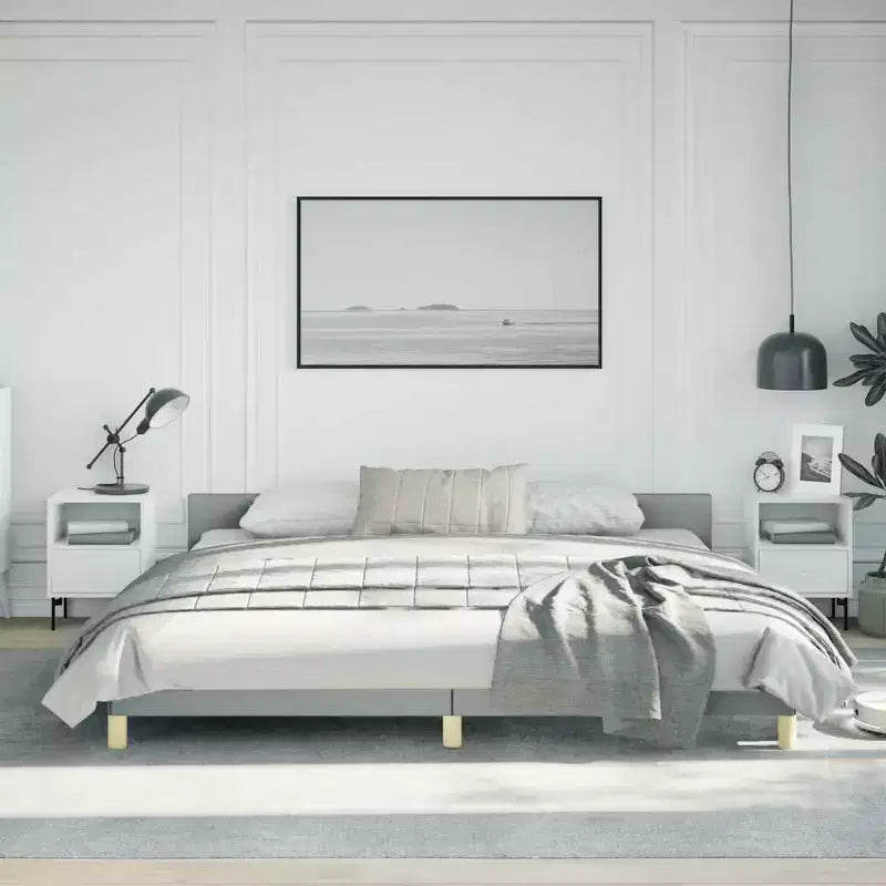 Bed Frame With Headboard Light Gray