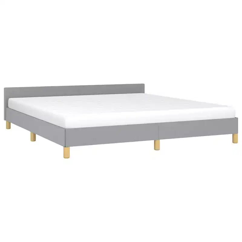 Light Gray Fabric King Platform Bed Frame, Fits 2 People