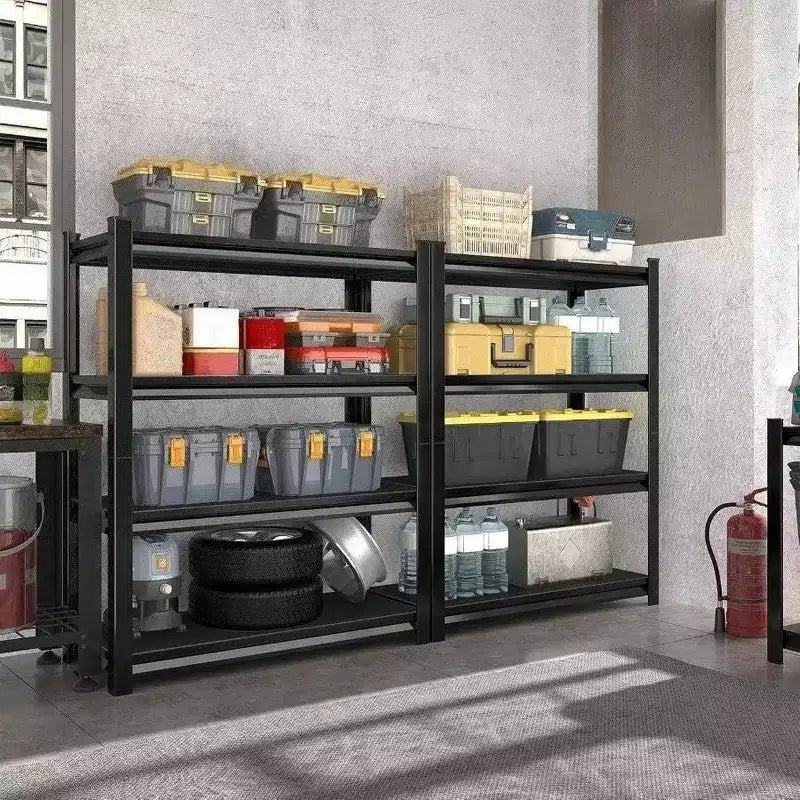 Black Metal Adjustable Garage Storage Rack, Standard, 40"W x 16"D x 72"H