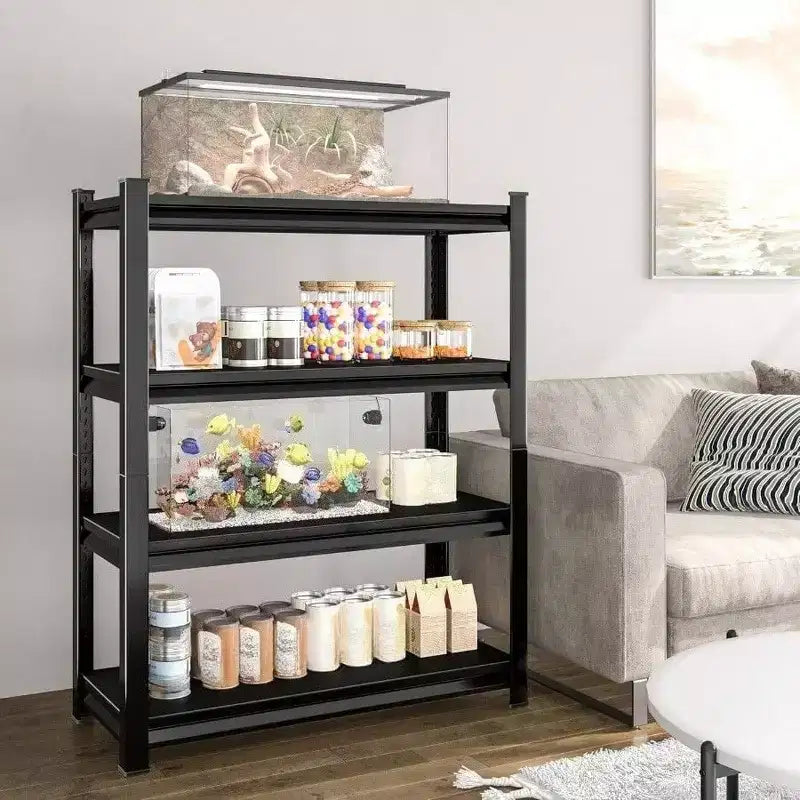 Black Metal Adjustable Garage Storage Rack, Standard, 40"W x 16"D x 72"H