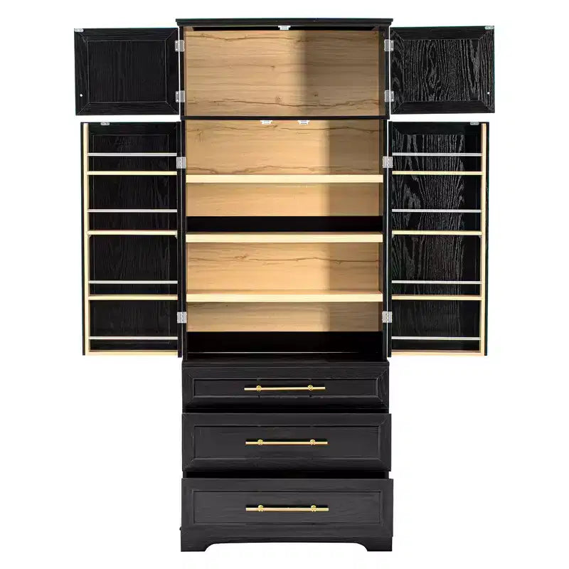 78.2" Farmhouse Pantry Cabinet – 6-Door, 8-Shelf, 1 Drawer | Ash Black / Black / Retro White / White