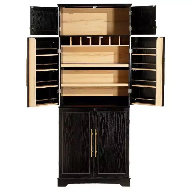78.2" Farmhouse Pantry Cabinet – 6-Door, 8-Shelf, 1 Drawer | Ash Black / Black / Retro White / White