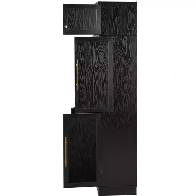 78.2" Farmhouse Pantry Cabinet – 6-Door, 8-Shelf, 1 Drawer | Ash Black / Black / Retro White / White