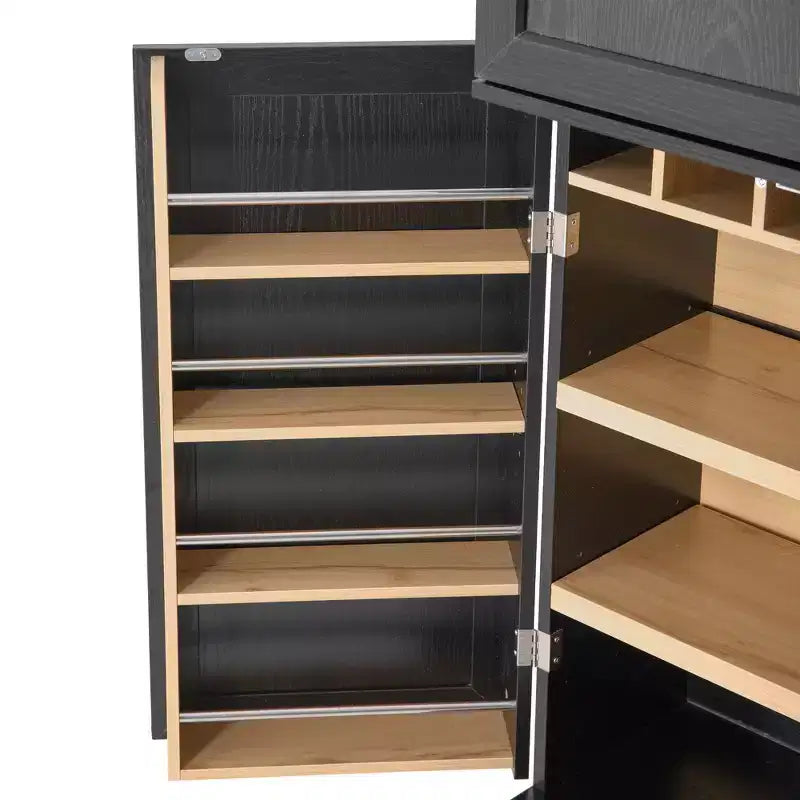 78.2" Farmhouse Pantry Cabinet – 6-Door, 8-Shelf, 1 Drawer | Ash Black / Black / Retro White / White