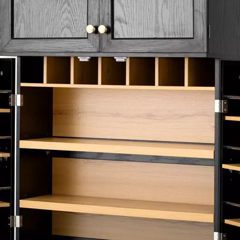 78.2" Farmhouse Pantry Cabinet – 6-Door, 8-Shelf, 1 Drawer | Ash Black / Black / Retro White / White