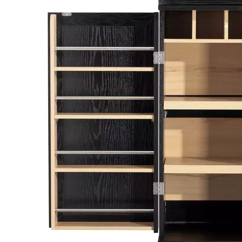 78.2" Farmhouse Pantry Cabinet – 6-Door, 8-Shelf, 1 Drawer | Ash Black / Black / Retro White / White