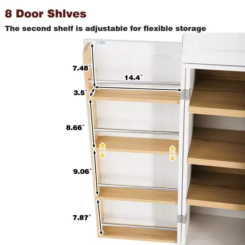 78.2" Farmhouse Pantry Cabinet – 6-Door, 8-Shelf, 1 Drawer | Ash Black / Black / Retro White / White