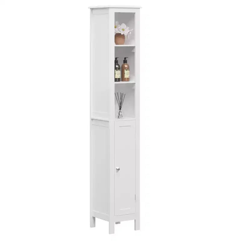White Slim 1-Door Tall Bathroom Storage Cabinet