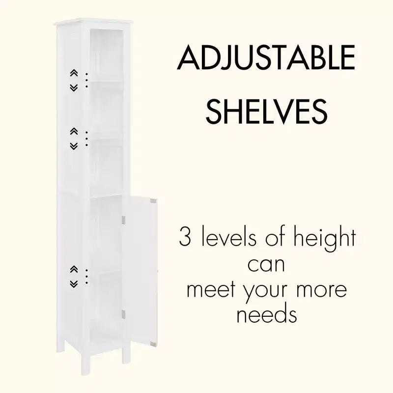 White Slim 1-Door Tall Bathroom Storage Cabinet