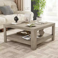 34.5 Modern Square Coffee Table with Storage, 2-Tier Center Table, Minimalist End Table for Living Room-Panipeachy
