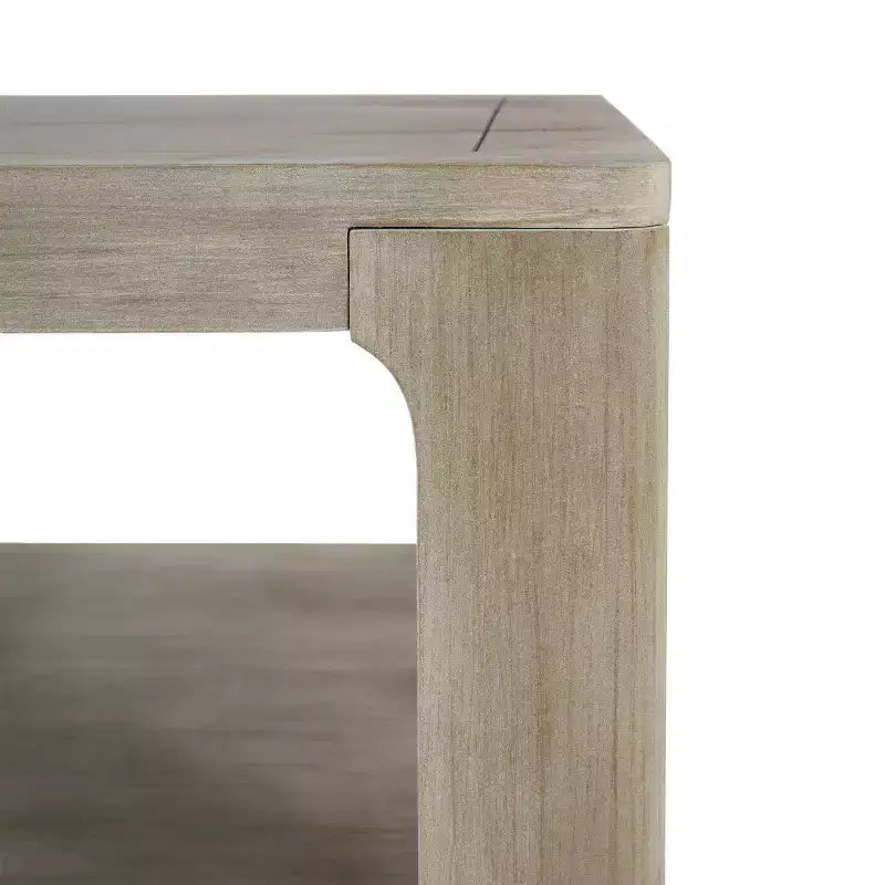 Gray Square Coffee Table, 2-Tier Open Shelf, Seats 2–4