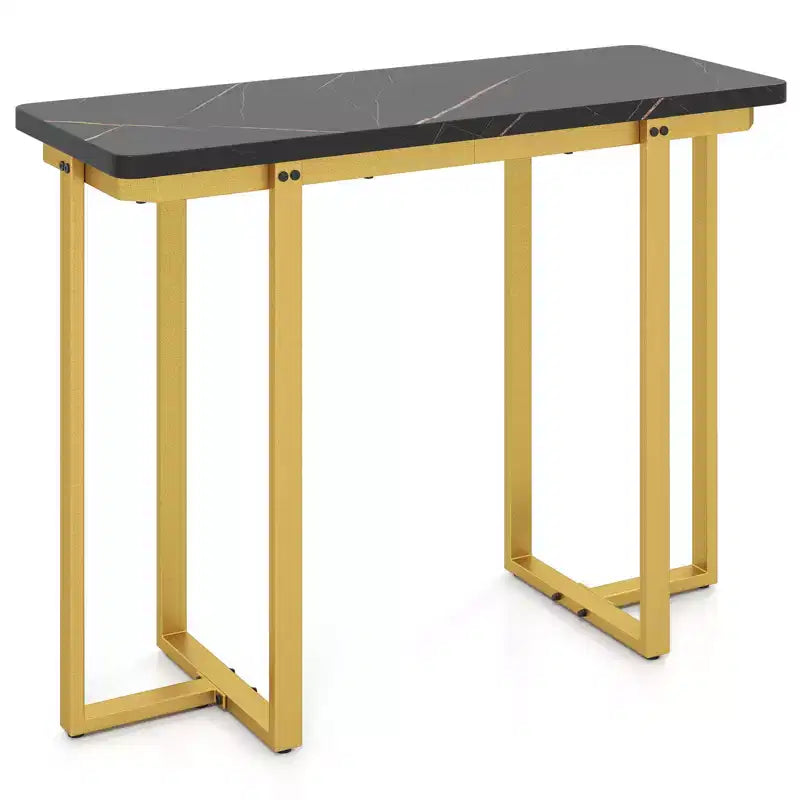 Costway Console Table 42 Modern Faux Marble Entryway Table w/ Geometric Metal Frame