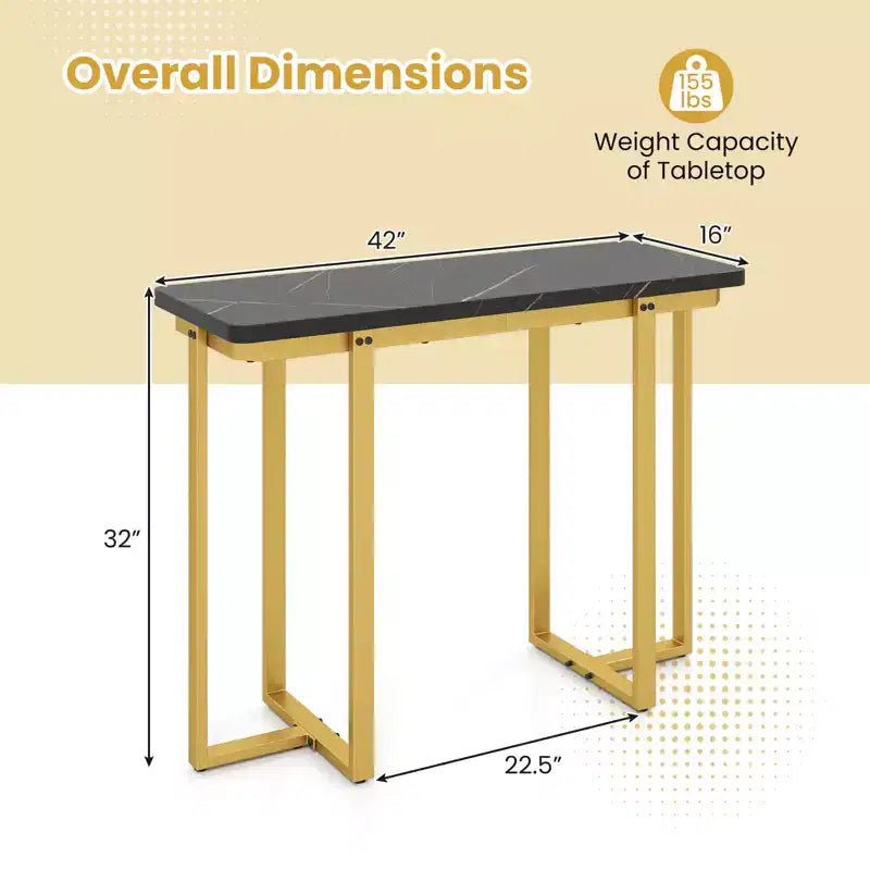 Costway Console Table 42 Modern Faux Marble Entryway Table w/ Geometric Metal Frame