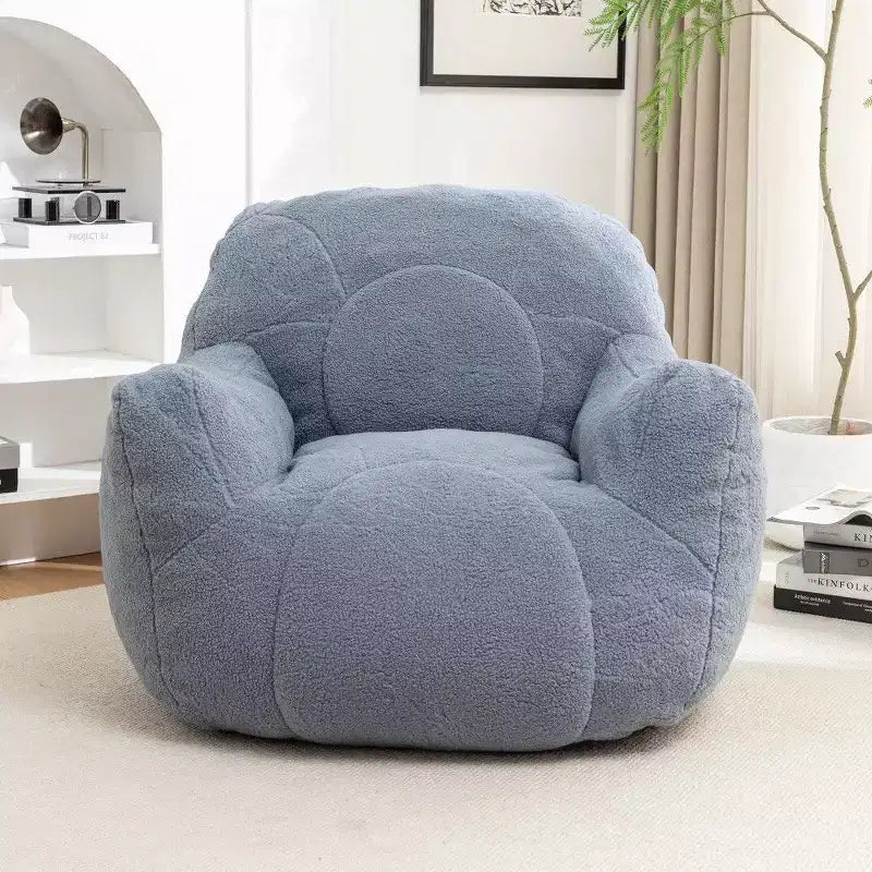 Dark Blue / Dark Gray / Light Blue / White Teddy Fabric Memory Foam Bean Bag Chair – 1 Seat