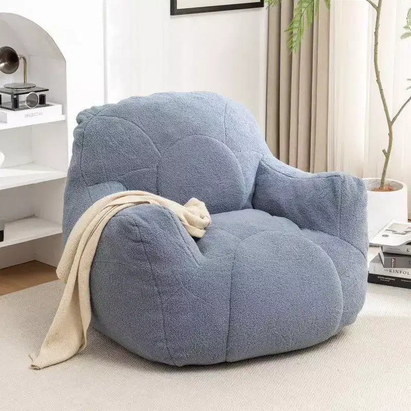 Dark Blue / Dark Gray / Light Blue / White Teddy Fabric Memory Foam Bean Bag Chair – 1 Seat