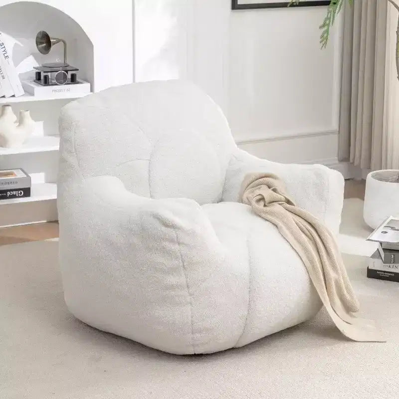 Dark Blue / Dark Gray / Light Blue / White Teddy Fabric Memory Foam Bean Bag Chair – 1 Seat