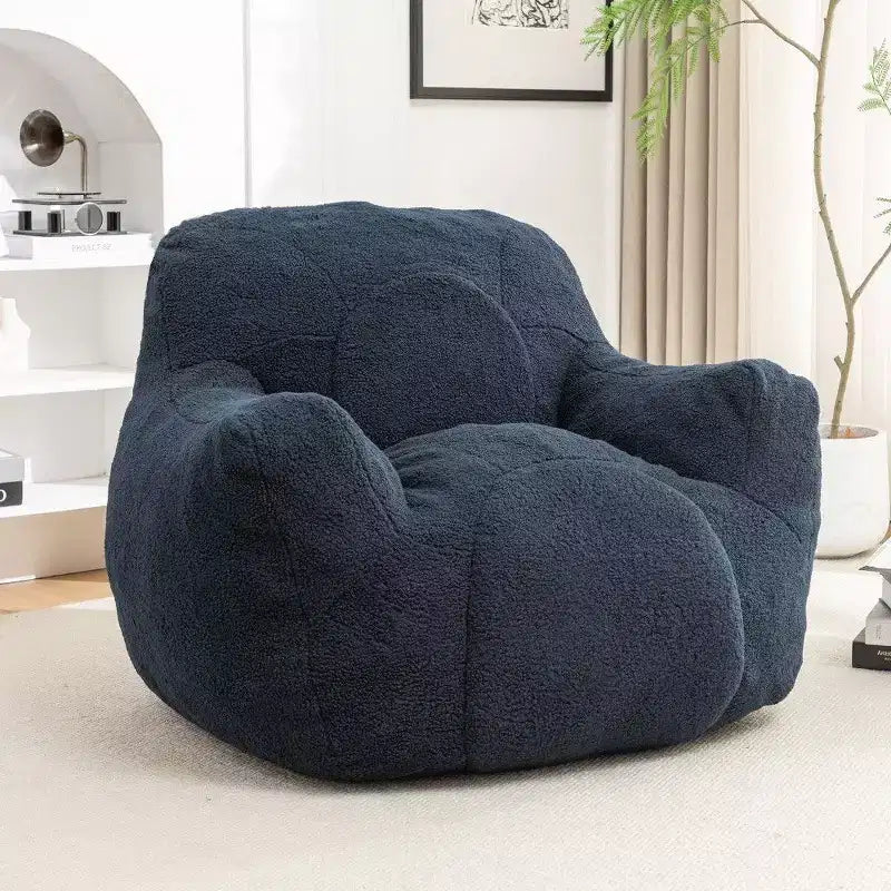 Dark Blue / Dark Gray / Light Blue / White Teddy Fabric Memory Foam Bean Bag Chair – 1 Seat