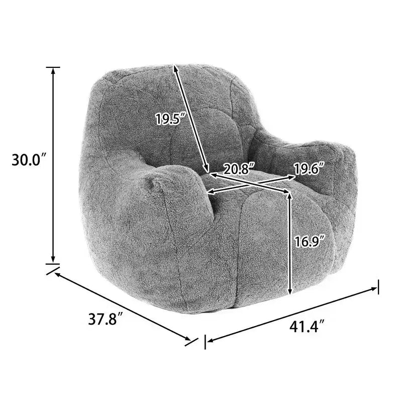 Dark Blue / Dark Gray / Light Blue / White Teddy Fabric Memory Foam Bean Bag Chair – 1 Seat