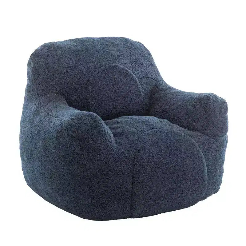Dark Blue / Dark Gray / Light Blue / White Teddy Fabric Memory Foam Bean Bag Chair – 1 Seat