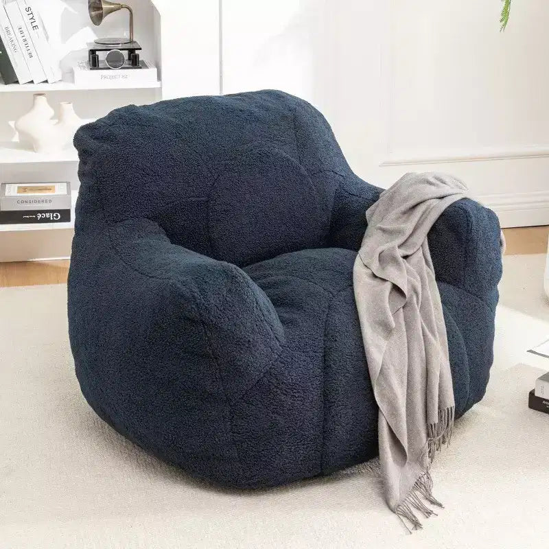 Dark Blue / Dark Gray / Light Blue / White Teddy Fabric Memory Foam Bean Bag Chair – 1 Seat