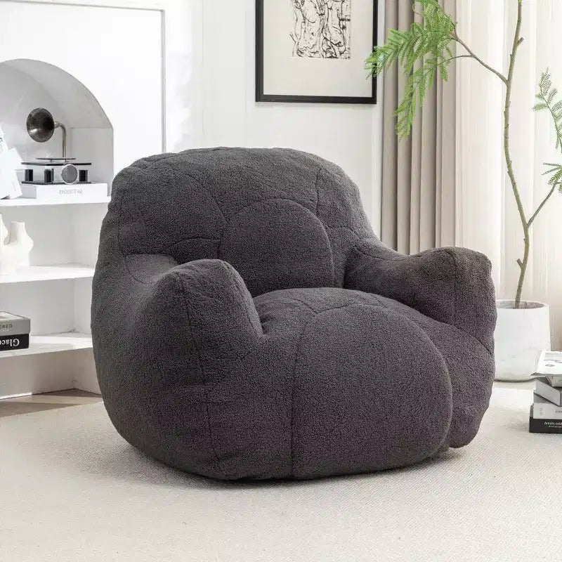 Dark Blue / Dark Gray / Light Blue / White Teddy Fabric Memory Foam Bean Bag Chair – 1 Seat