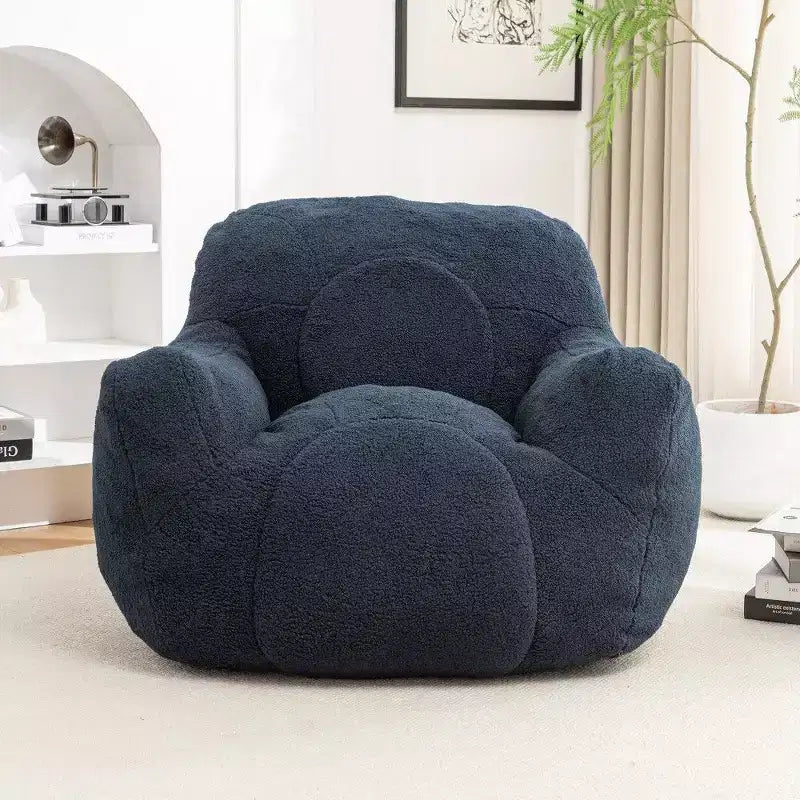 TUYOHW Easy Clean Bean Bag Chair,Water-Resistant Teddy Fabric with Tufted Memory Foam,Thick Back & Armrests