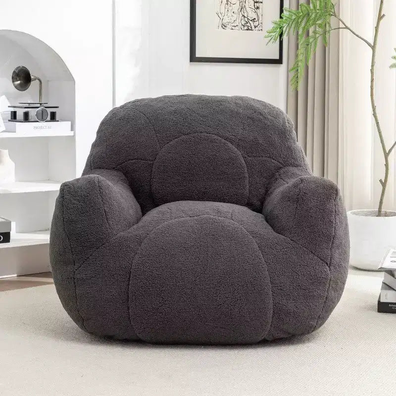 Dark Blue / Dark Gray / Light Blue / White Teddy Fabric Memory Foam Bean Bag Chair – 1 Seat