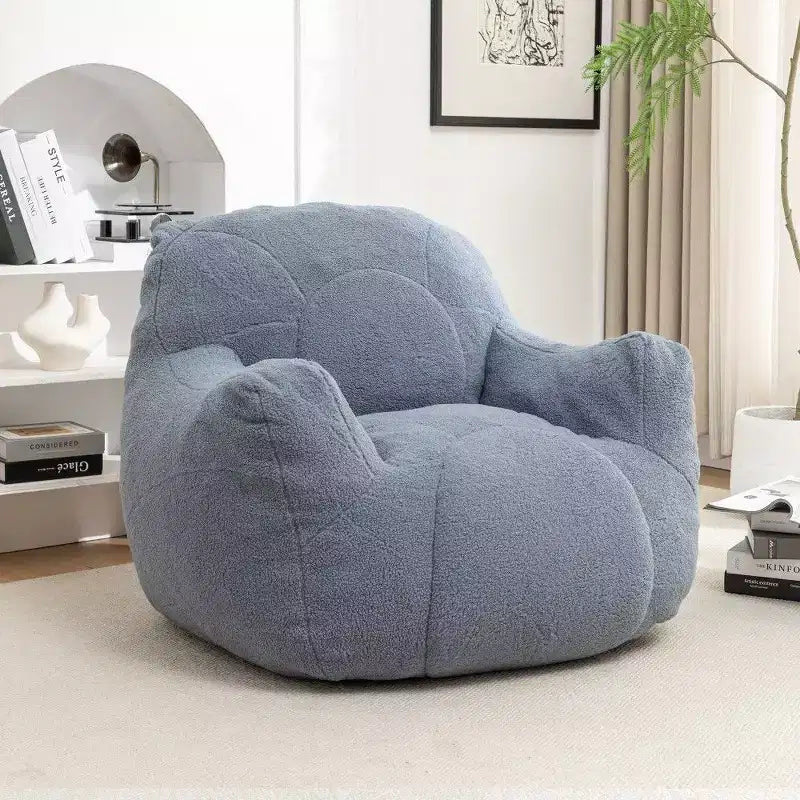 Dark Blue / Dark Gray / Light Blue / White Teddy Fabric Memory Foam Bean Bag Chair – 1 Seat