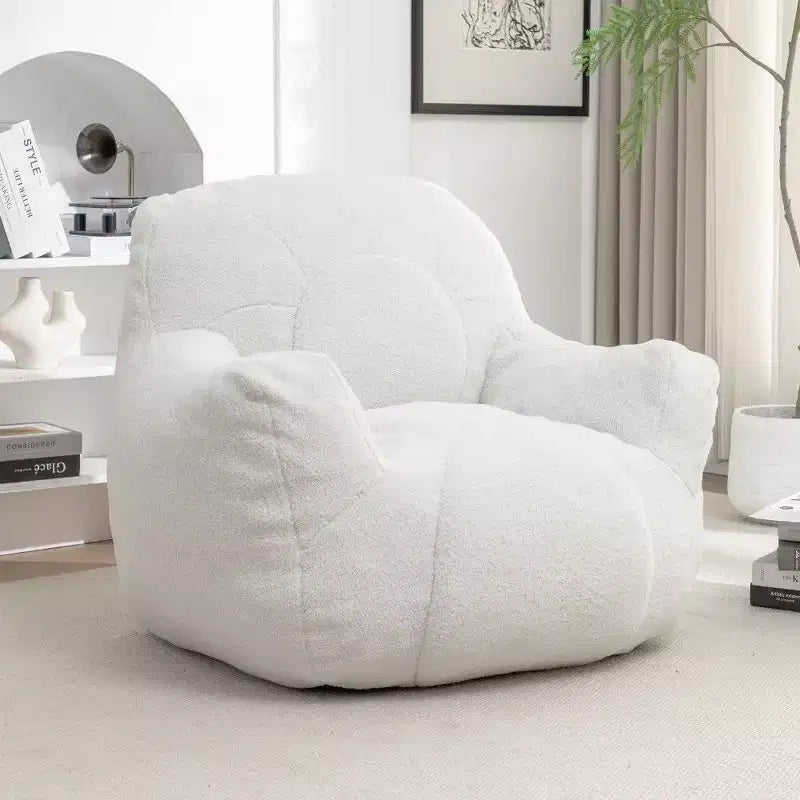 Dark Blue / Dark Gray / Light Blue / White Teddy Fabric Memory Foam Bean Bag Chair – 1 Seat