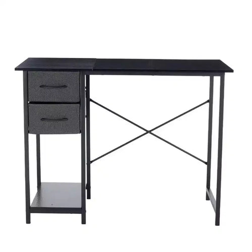 TUYOHW Computer Desk with 2 Fabric Drawers & Shelf,Narrow Writing Table,Space Saving Design with Iron Hook
