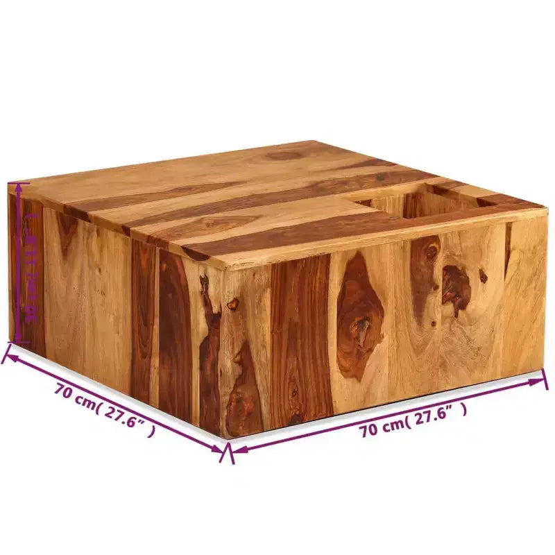 Brown Square Solid Acacia Wood Coffee Table, Seats 1