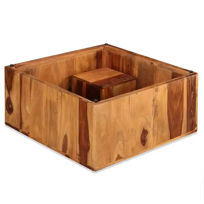 Brown Square Solid Acacia Wood Coffee Table, Seats 1